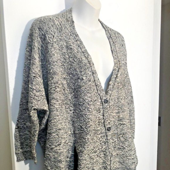 Nordstrom | Sweaters | Nordstrom Women Large Cardigan Sweater 34 Sleeve  Black White Specs Sheer Back | Poshmark